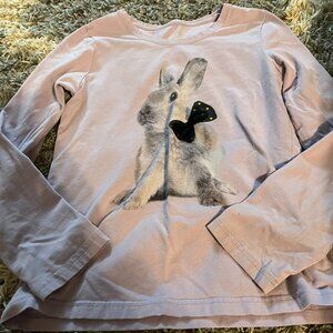 Faded Glory Purple Bunny with Black Bowtie Long Sleeve Shirt Girls Size Large